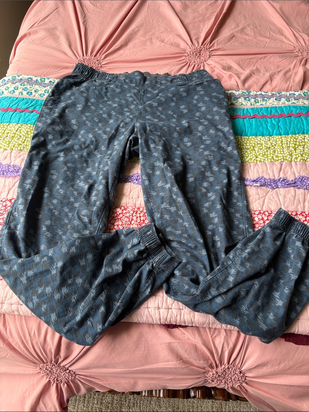 Patagonia Hampi Rock Pant Blue Patterned Hiking Pants Wms SZ 8